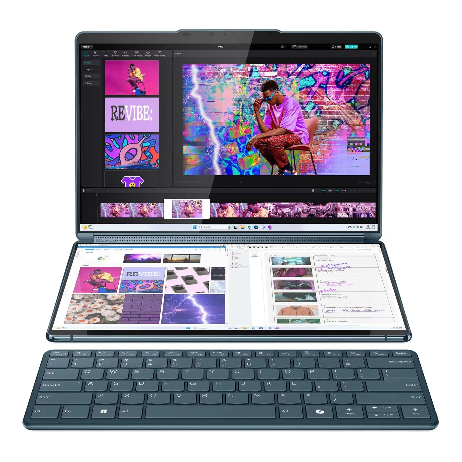 Yoga Book 9 2x 13.3" WQXGA+ OLED Dual-Screen Laptop U7-155U 32GB 1TB W11H Touch Tidal Teal [No Mouse/Touchpad] (Refurbished)