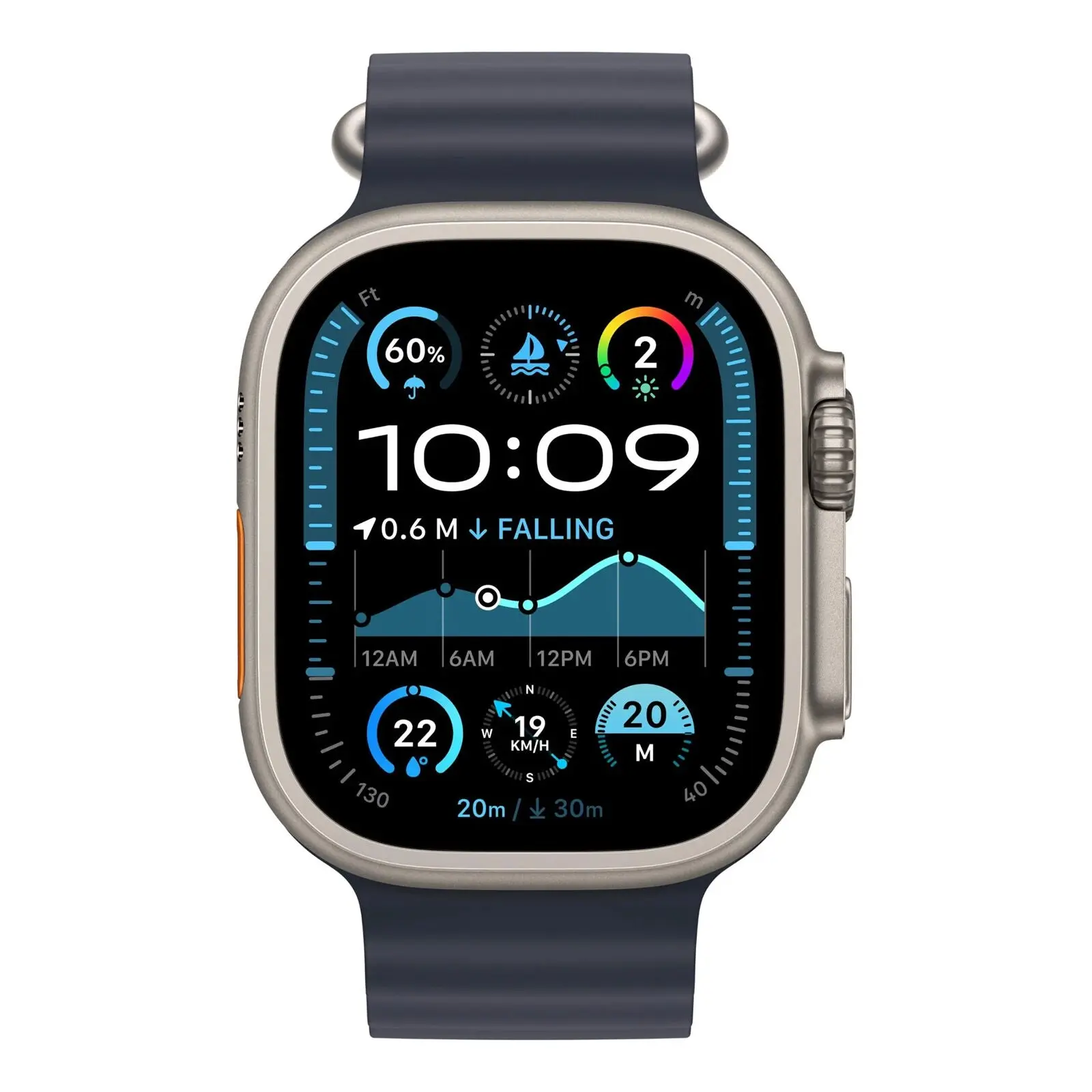 Watch Ultra 2 GPS + Cellular 49mm Natural Titanium with Ocean Navy Band (Brand New) - Image 2